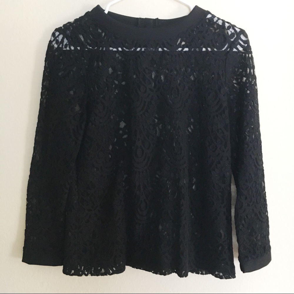 Banana Republic Sheer Lace Shirt Button Back Whimsigoth Fairy Goth